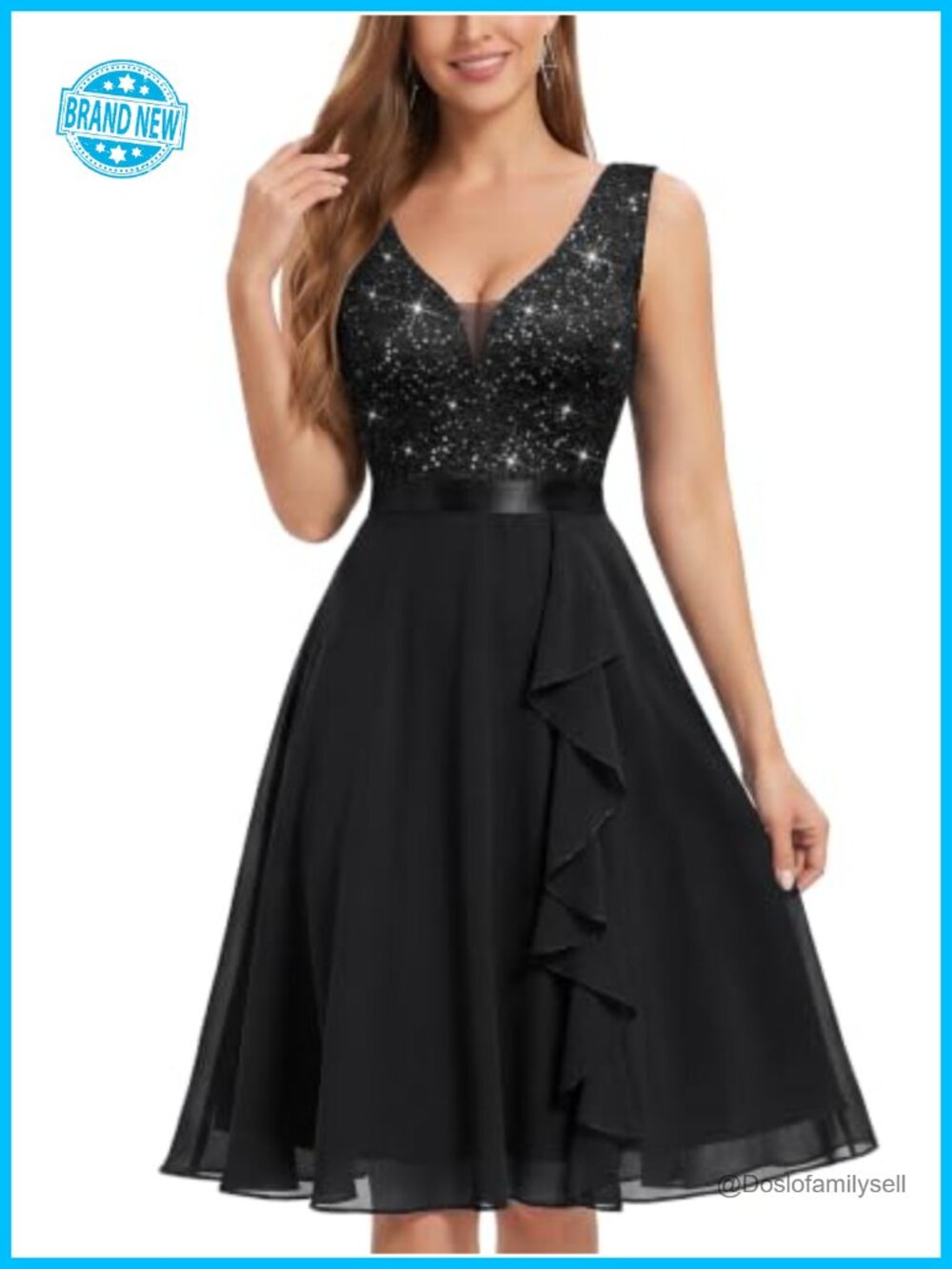 MISSMAY Women's Sequin Lace Formal Party A-Line Dress